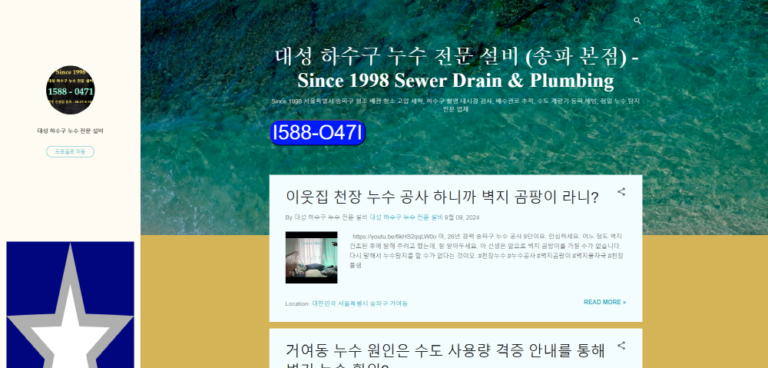 대성 하수구 누수 전문 설비 송파 본점 2 홈페이지 768x368